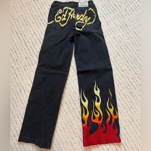 Ed Hardy x Bao Fire Skull Wide Leg Jeans